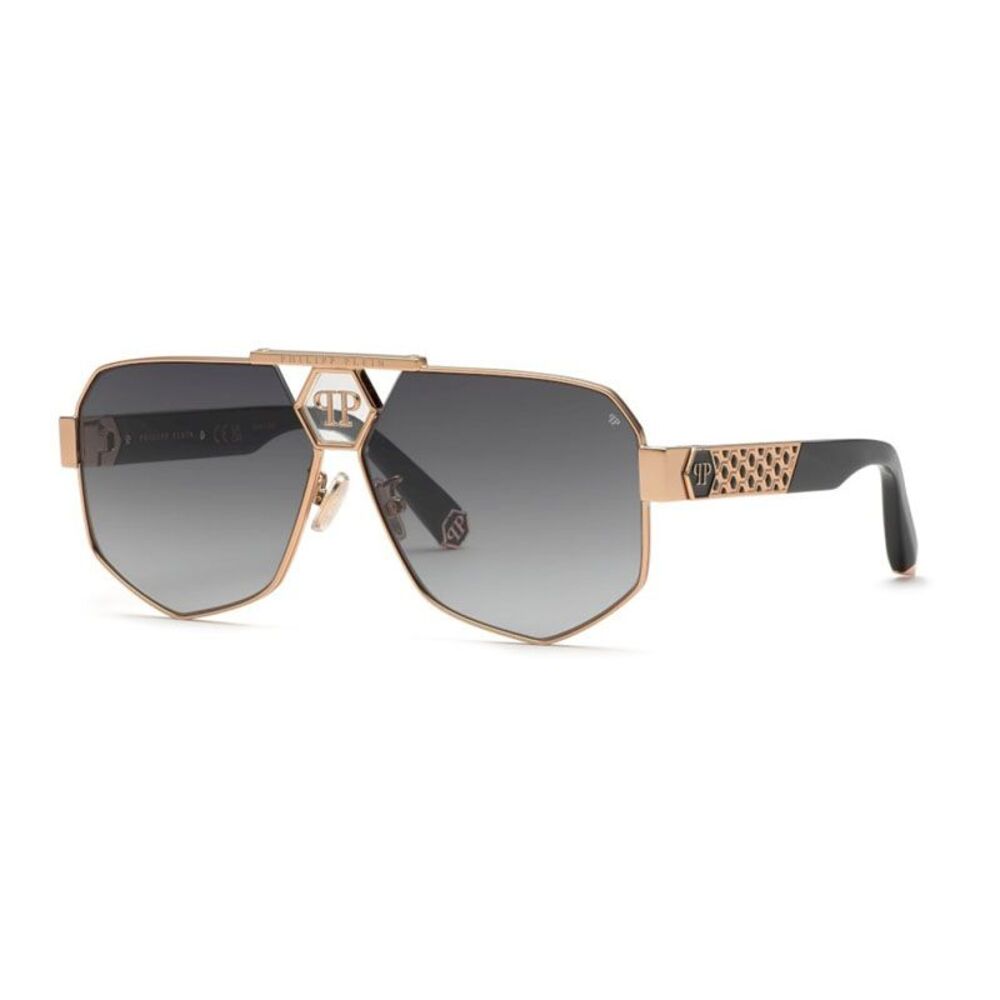 Philipp Plein Sunglasses Aviator Full Rim, Copper Gold Frame and Blue Grey